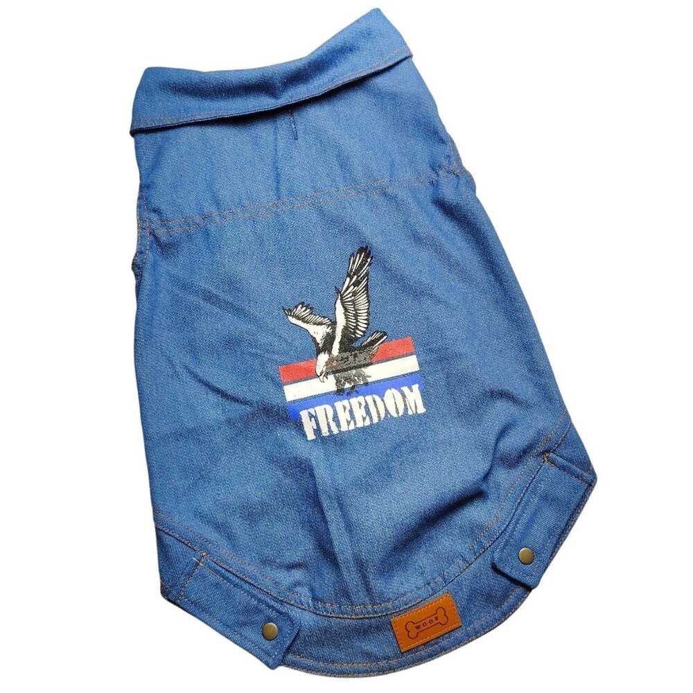 Woof Pet Products Dog Size XL 22 to 25 inches Denim Freedom Eagle Pet Vest